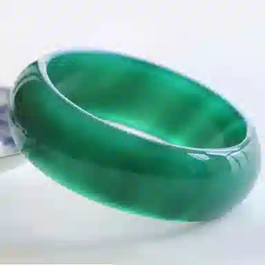 盈满堂 青绿色加宽加厚油润时尚百搭 玛瑙 手镯 女款