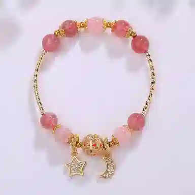 盈满堂 设计感草莓晶 星星月亮单圈 水晶 手串 女款