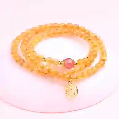 盈满堂 小众设计 金发晶三圈 水晶 手串 女款