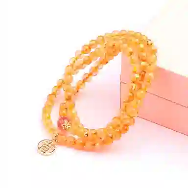 盈满堂 小众设计 金发晶三圈 水晶 手串 女款