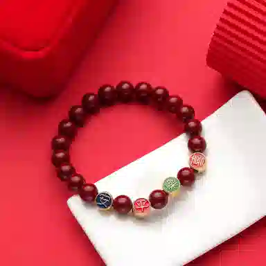 盈满堂 平安喜乐 古法烧蓝吉祥 朱砂 手串 女款