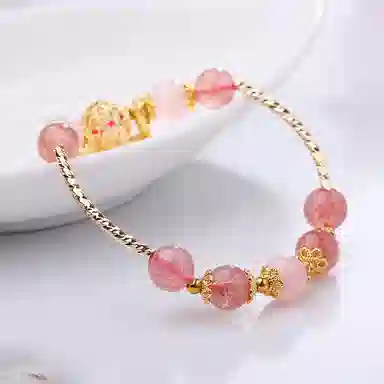 盈满堂 设计感草莓晶 星星月亮单圈 水晶 手串 女款