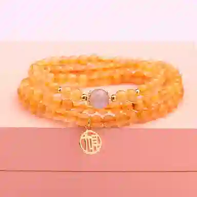 盈满堂 金发晶三圈 小众设计 简约 事业 水晶 手串 女款