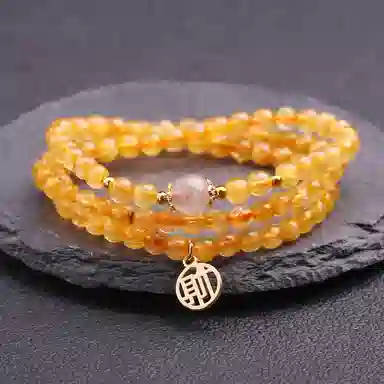 盈满堂 金发晶三圈 小众设计 简约 事业 水晶 手串 女款