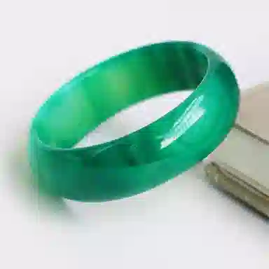 盈满堂 青绿色加宽加厚油润时尚百搭 玛瑙 手镯 女款
