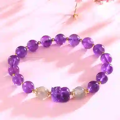 盈满堂 貔貅单圈紫 水晶 手串 女款