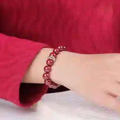 盈满堂 生肖龙年原矿佛珠 再造辰砂朱砂 手串 男女同款情侣款