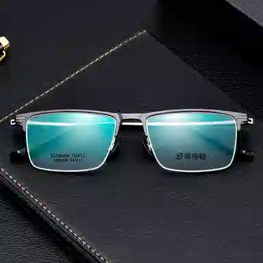 【联系客服可配度数】 康视顿 商务近视休闲半框防蓝光 β钛铝镁钛 眉毛框/眉线框 光学镜架 男款