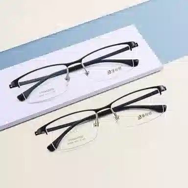 康视顿 近视商务大脸 钛β钛板材镜架 不规则形 光学镜架 男款 黑色