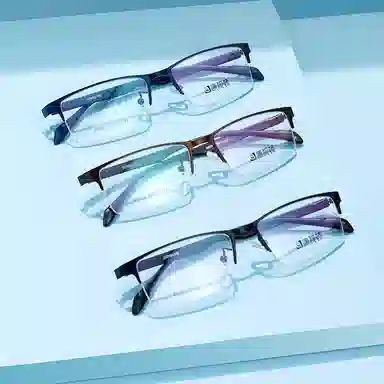 【联系客服可配度数】 康视顿 商务近视金属半框 合金 眉毛框/眉线框 光学镜架 男款 可选蔡司依视路凯米明月镜片