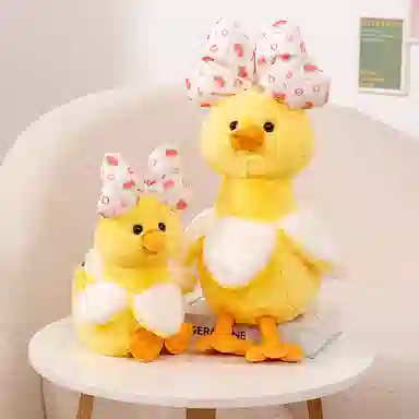 公主恋人 卡通可爱香蕉鸭蝴蝶结款抱枕 创意布娃娃 玩偶 毛绒公仔