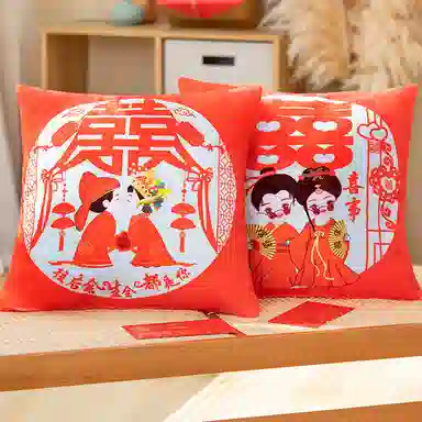 公主恋人 喜庆抱枕 靠枕靠垫 结婚摆件 玩偶周边