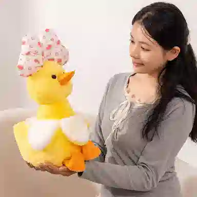 公主恋人 卡通可爱香蕉鸭蝴蝶结款抱枕 创意布娃娃 玩偶 毛绒公仔