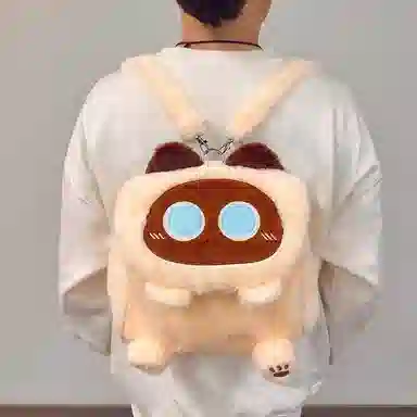 公主恋人 呆萌方形猫咪双肩包创意公仔包包 填充饱满柔软不掉色不掉毛 玩偶周边