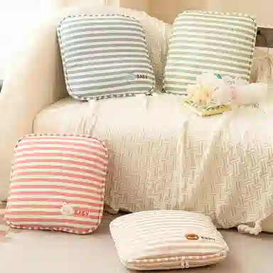 公主恋人 纯棉条纹空调被 宿舍办公室靠枕抱枕午睡毯 玩偶周边