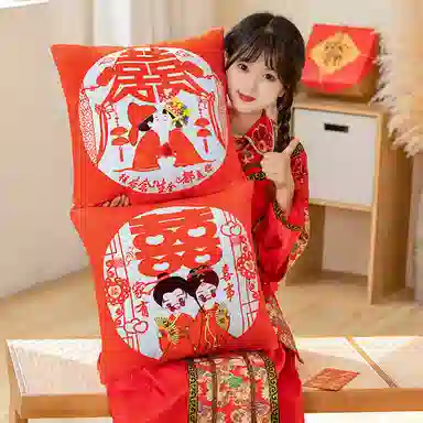 公主恋人 喜庆抱枕 靠枕靠垫 结婚摆件 玩偶周边