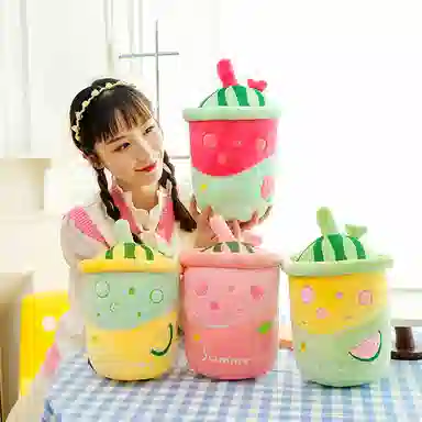 公主恋人 果汁奶茶杯抱枕 饮料靠枕 布娃娃 玩偶 毛绒公仔