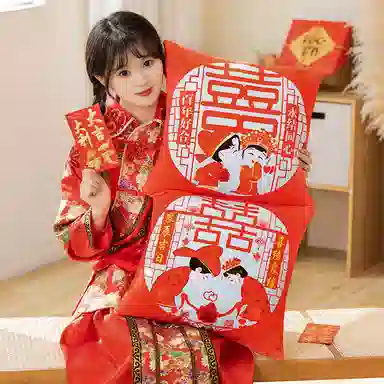 公主恋人 喜庆抱枕 靠枕靠垫 结婚摆件 玩偶周边