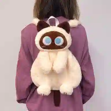 公主恋人 创意造型猫咪双肩包软乎乎的包包公仔抱枕 不掉毛不掉色填充饱满实用 玩偶周边