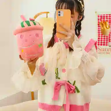 公主恋人 果汁奶茶杯抱枕 饮料靠枕 布娃娃 玩偶 毛绒公仔