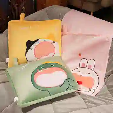 公主恋人 卡通加厚抱枕被 可爱兔子恐龙哈士奇靠枕 午睡毯 玩偶周边