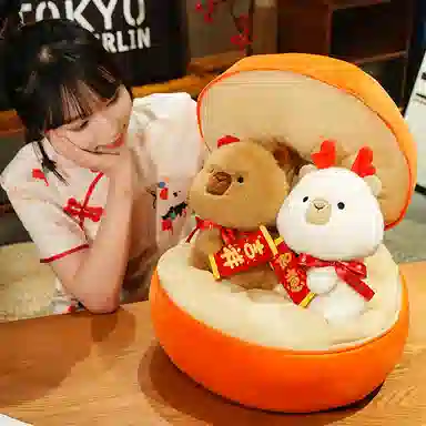 公主恋人 柿柿如意水豚系列 ”豚个好柿“卡皮巴拉 吉祥 玩偶 毛绒公仔