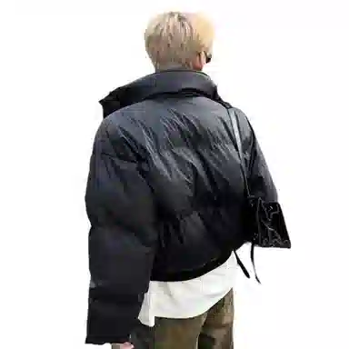 悍戈 美式潮流个性纯色领短款保暖防水面包服棉服 男女同款