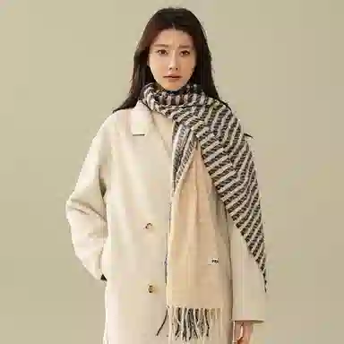 匹克 高级感格子流苏 保暖三件套 绒线围巾 男女同款情侣款