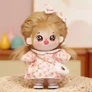 雄俊 可爱小萌棉花娃娃百变造型 带骨架换装小裙子超萌表情编发小女孩萝莉田园风 玩偶 毛绒公仔