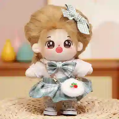 雄俊 可爱小萌棉花娃娃百变造型 带骨架换装小裙子超萌表情编发小女孩萝莉田园风 玩偶 毛绒公仔