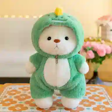 雄俊  可爱变身关节小熊  关节会动 呆萌丽娜 变身鲨鱼恐龙小熊衣服可脱 玩偶 毛绒牛仔