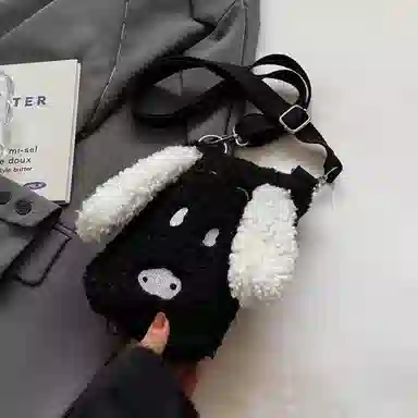 雄俊 冬季迷你羊羔绒小狗 可爱小狗毛绒手机包 百搭斜挎包 潮品拍照便携 适用于三周岁以上人群 玩偶周边
