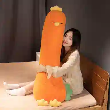 雄俊 蔬菜变身小鸡 长条抱枕 超大号 西蓝花 茄子 娃娃 玩偶 毛绒公仔