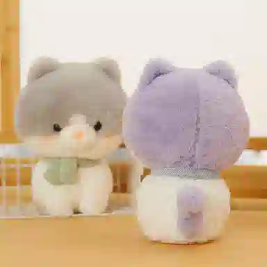 雄俊 优雅围巾小猫崽崽 圆嘟嘟小花猫 护腰靠枕抱枕 玩偶 毛绒公仔
