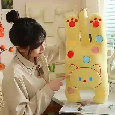 雄俊 波点趴趴猫咪 时尚圆点个性小奶猫 玩偶 毛绒公仔
