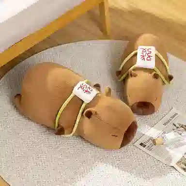 雄俊 可爱呆萌财鼠精灵 搞怪卡皮巴拉萌宠发财背包水豚 玩偶 毛绒公仔