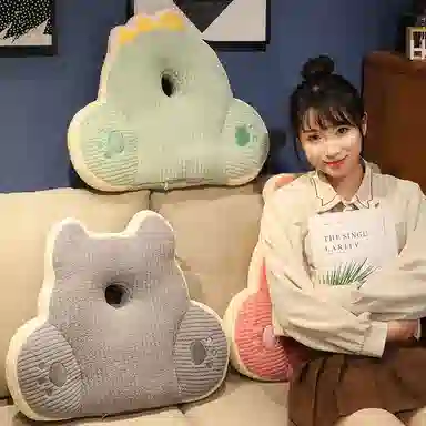 雄俊 抽条绒简约卡通动物靠垫 靠背 软包 玩偶周边