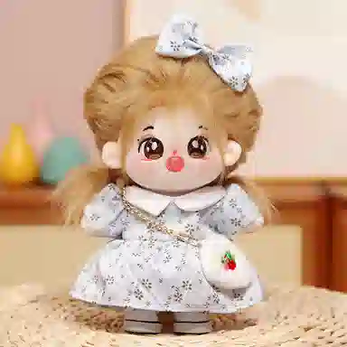 雄俊 可爱小萌棉花娃娃百变造型 带骨架换装小裙子超萌表情编发小女孩萝莉田园风 玩偶 毛绒公仔