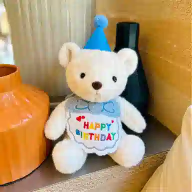 雄俊 生日帽熊兔 玩偶 毛绒公仔