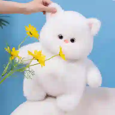 雄俊 奶呼呼白色猫咪崽崽 玩偶 毛绒公仔