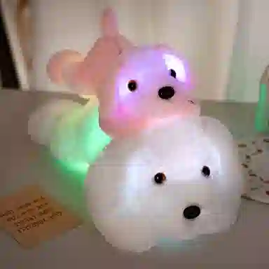 雄俊 创意浪漫发光狗 软萌可爱趴趴狗 炫彩灯光狗 大耳朵修狗布娃娃 玩偶 毛绒公仔