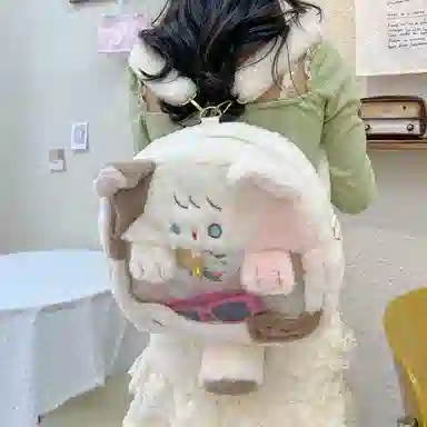 雄俊 超萌超可爱二次元猫咪毛绒大嘴痛包 安抚陪伴 玩偶周边