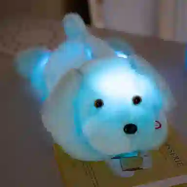 雄俊 创意浪漫发光狗 软萌可爱趴趴狗 炫彩灯光狗 大耳朵修狗布娃娃 玩偶 毛绒公仔