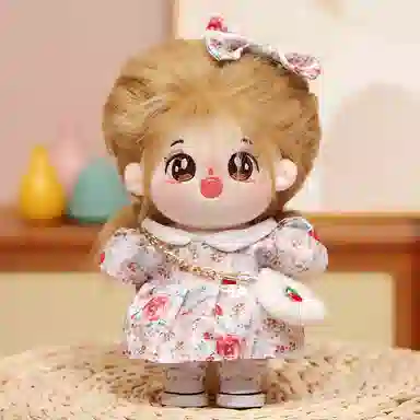 雄俊 可爱小萌棉花娃娃百变造型 带骨架换装小裙子超萌表情编发小女孩萝莉田园风 玩偶 毛绒公仔