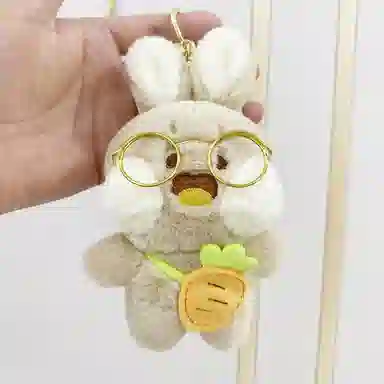 雄俊 可爱眼镜萝卜兔 有文化兔抓机娃娃 包包挂件 玩偶 毛绒挂件