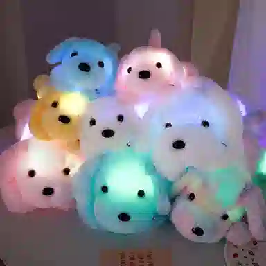 雄俊 创意浪漫发光狗 软萌可爱趴趴狗 炫彩灯光狗 大耳朵修狗布娃娃 玩偶 毛绒公仔