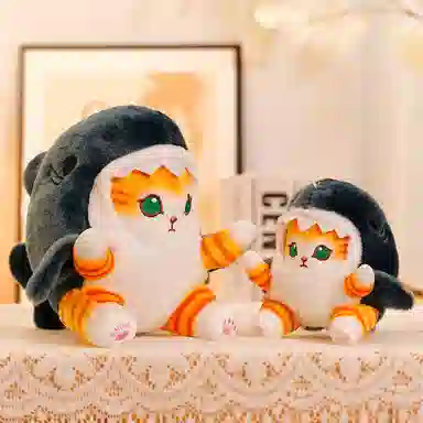 雄俊 可爱趣味鲨鱼猫咪 卡通灰色鲨鱼小猫咪 挂饰钥匙扣 玩偶 毛绒公仔
