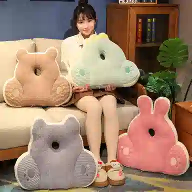 雄俊 抽条绒简约卡通动物靠垫 靠背 软包 玩偶周边