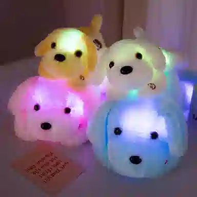雄俊 创意浪漫发光狗 软萌可爱趴趴狗 炫彩灯光狗 大耳朵修狗布娃娃 玩偶 毛绒公仔