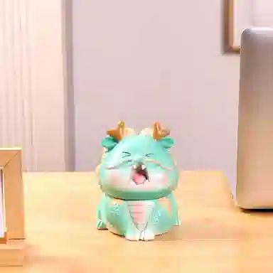 雄俊 设计师款 卡通呆萌龙烟灰缸摆件家居室内桌面客厅会客室吉祥物烟灰缸装饰品 龙年大吉艺术品 成品模型